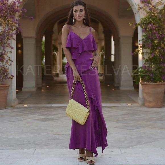 Zara * Linen Blend Ruffled Slip Dress size XS - Picture 5 of 14